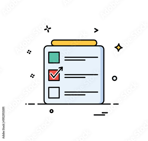 Task prioritization strategy represented by a simple checklist with one highlighted item and a small upward arrow accent. The composition communicates clarity,