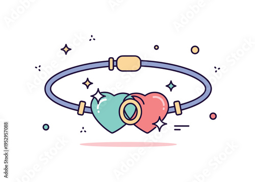 Friendship charm bracelet with two interlocking heart charms symbolizing connection, loyalty, and shared experiences. Gentle sparkle details add warmth and