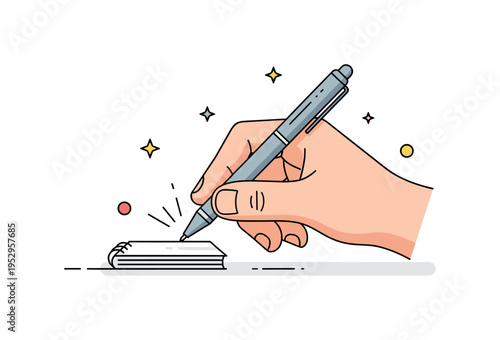 Fingers holding a pen close up of a hand gently gripping a sleek pen above a small notebook, expressing focus, creativity and the quiet act of putting thoughts