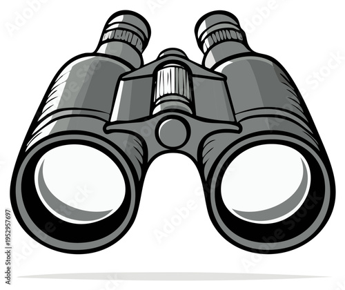 Binoculars Illustration Vector Viewfinder Equipment Spyglass Optical Tool Observing Adventure