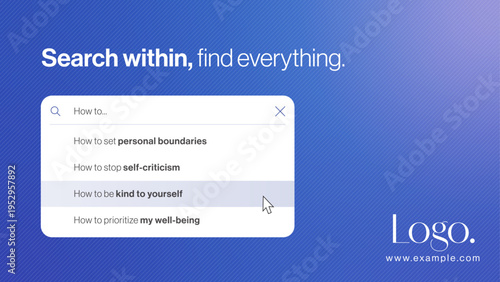 Search Suggestion Ad Concept Template for AI app promo, search bar UI, banner, social media post Ad Creative