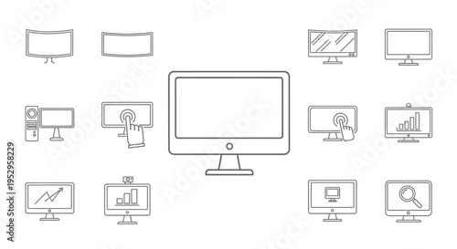 Computer monitor and screen icons.