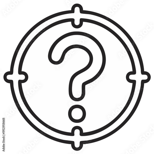 Targeted Question Mark Symbol Inside a Stylized Scope Outline