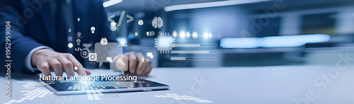 Tableau sur toile AI specialist holding text interface