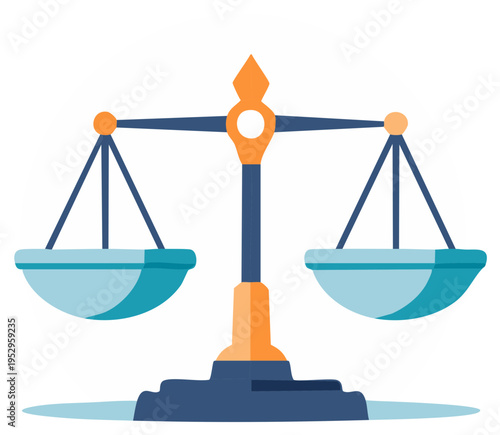 Balanced scales of justice symbol for law court and equality vector illustration