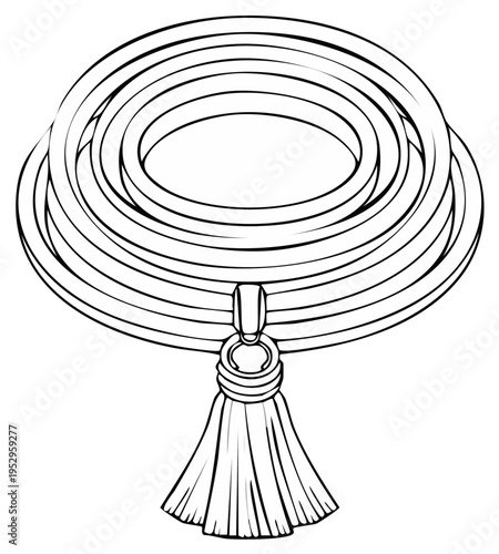 Necklace with Tassels, Line Art Jewelry Illustration