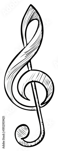 Hand Drawn Treble Clef Musical Symbol Sketch