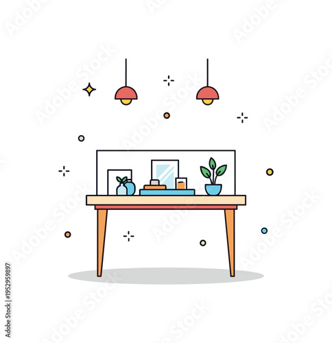 Luxury boutique interior focus centered on a single elegant display table with subtle spotlight glow and minimal decor elements, conveying exclusivity and