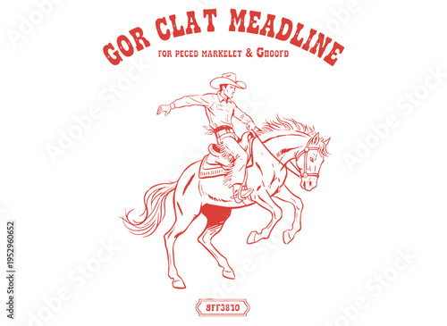 Cowboy horse vintage artwork for t-shirt. Western artwork for apparel. Rodeo t shirt vector design. Wild west culture. American ranch life style.