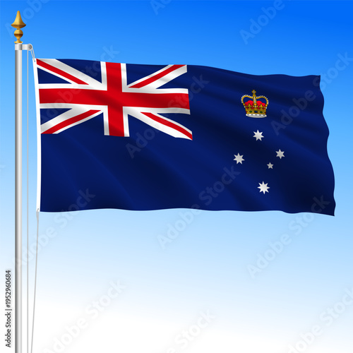 Victoria territory, Australia, waving flag, Oceania, vector illustration