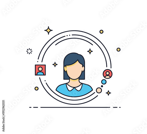 Memorial portrait silhouette framed by a soft circular outline symbolizing cherished memories and legacy. Tiny sparkle accents subtly suggest light and