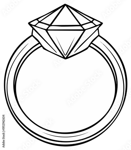 Elegant Diamond Engagement Ring Outline Symbol for Love and Marriage Proposals