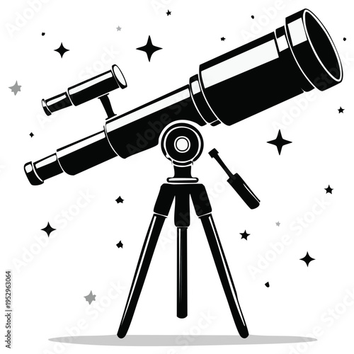 Observatory telescope on tripod for stargazing and astronomy exploration under starry sky
