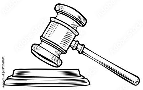 Judicial Gavel and Sound Block Illustration Symbolizing Law, Justice, and Authority