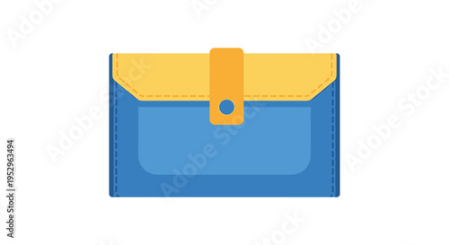 blue and yellow wallet icon, isolated on white background