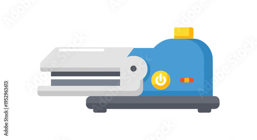 illustration of a blue and white laminator machine