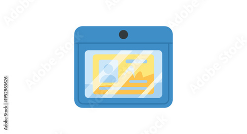 blue badge with yellow and white striped id card