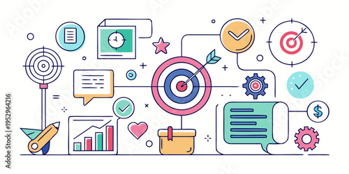 Colorful business strategy and symbols target