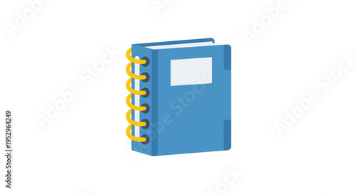 blue spiral bound notebook with blank label