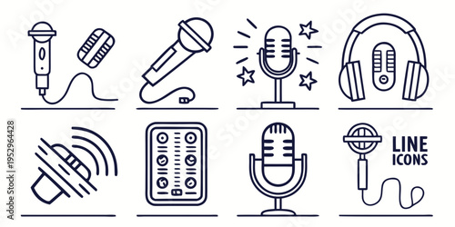 Microphone and Headphone Line Set headphones audio equipment sound music