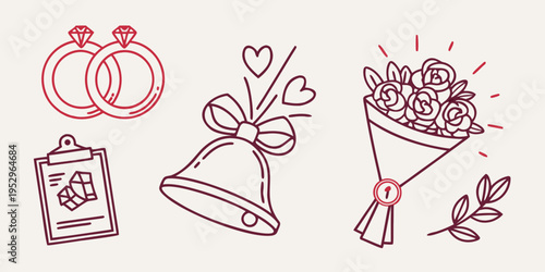 Wedding and love heart ring bouquet