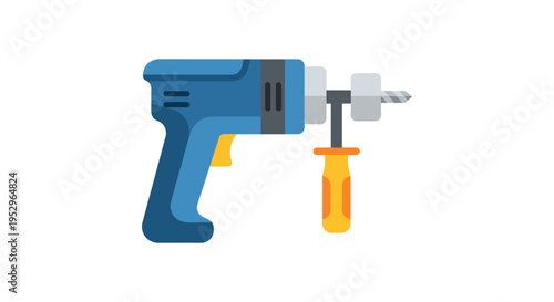 blue drill and screwdriver on white background
