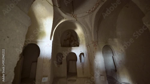 Wallpaper Mural Cinematic shot of historic religious art in cave churches at Goreme Open Air Museum in Cappadocia, Turkey Torontodigital.ca