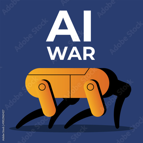 AI War Military Robot Dog Concept Autonomous Weapon Technology Future Battlefield.