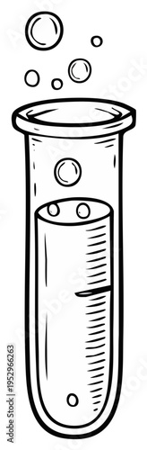 Test tube with bubbling liquid experiment vector illustration science research chemistry reaction