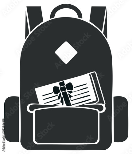School backpack with a gift certificate in the front pocket representing education rewards scholarships or special savings offers