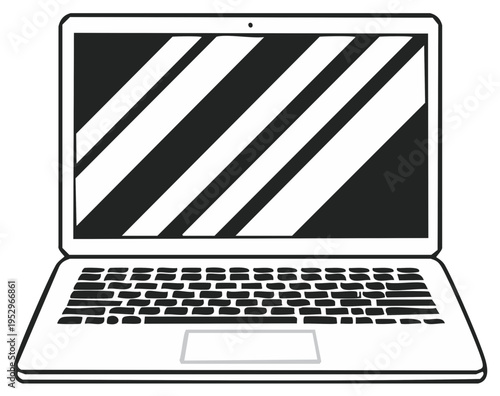 Laptop Computer Illustration Technology Device Black and White