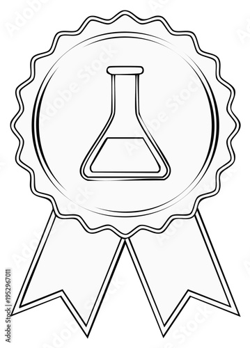 Scientific Achievement Award Ribbon with Chemical Beaker Illustration for Education and Research Recognition