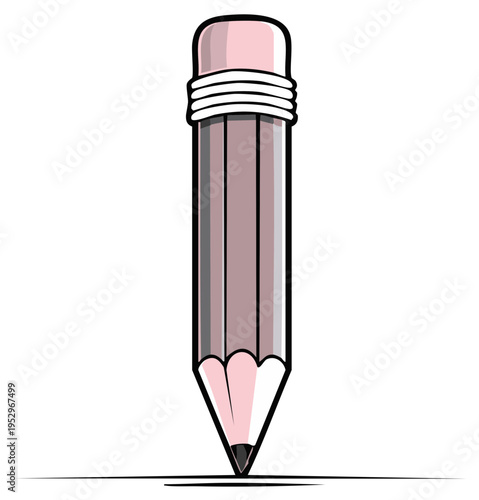 Simple illustration of a pencil with a pink eraser and graphite tip