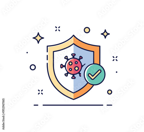 Epidemic preparedness public health readiness concept illustrated by a shield icon enclosing a small virus symbol with a checkmark accent, expressing proactive