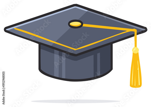 Traditional academic graduation cap with golden tassel celebrating success