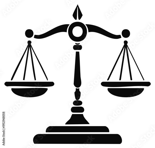 Monochrome Design Featuring Justice Scales Symbolizing Law and Legal Matters