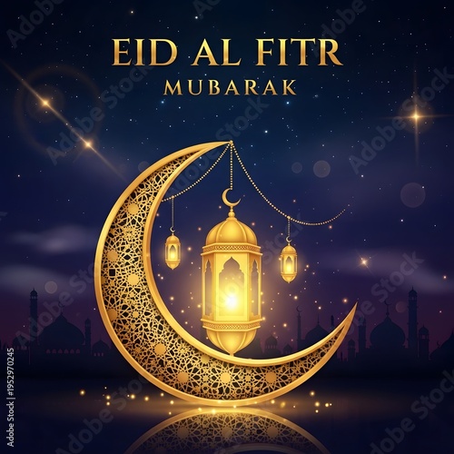 Elegant purple background with lantern and crescent moon, perfect for luxury Ramadan and Eid greeting designs.