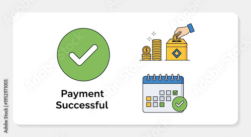 Green Check Mark Inside Circle Indicating Payment Success.