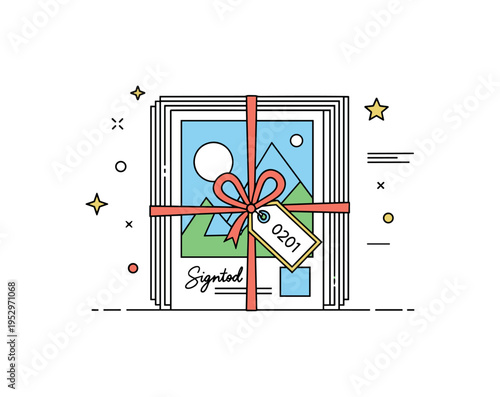 Limited edition art prints display illustrated through a stack of signed prints tied with a ribbon and a subtle numbered label, symbolizing exclusivity, value,