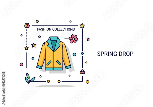 Seasonal fashion collections sustainable seasonal update illustrated by a garment with a small leaf badge and circular arrows, expressing eco conscious refresh