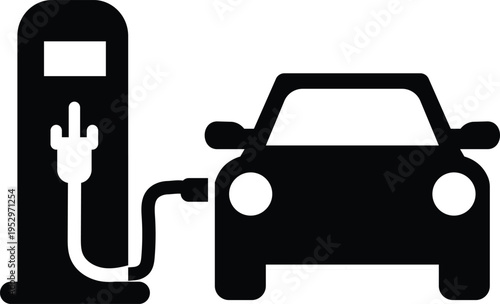 Electric car charging icon modern eco vehicle power station vector