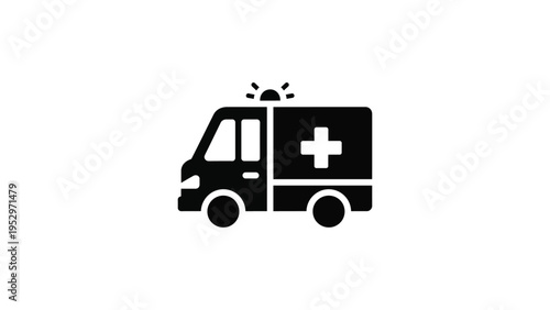 Ambulance vehicle icon with a red medical cross symbol on its side