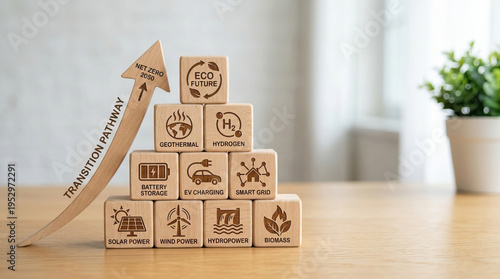 Wallpaper Mural Sustainable energy renewable energy clean energy net zero energy transition climate change carbon neutral eco future green technology environmental concept hydrogen solar power wind power Torontodigital.ca