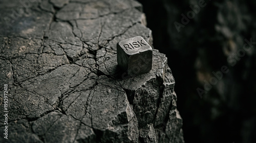 Wallpaper Mural Risk danger uncertainty challenge concept metaphor rock cliff edge decision cautious risk cube rugged rock cliff edge symbolizes danger uncertainty and strategic challenge business finance Torontodigital.ca