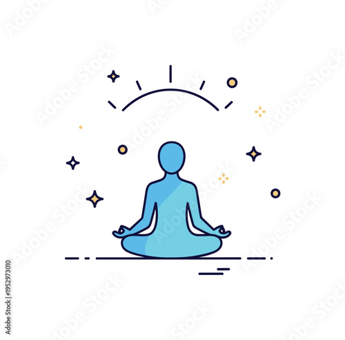 Mindfulness breakthrough calm face silhouette with a subtle beam of light descending from above, expressing spiritual insight and transcendent calm. Minimalist