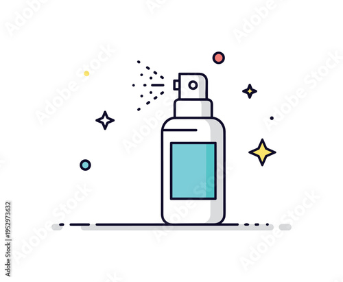 Deodorant and freshness simple spray bottle icon with light mist effect and clean silhouette, expressing confidence and odor control in everyday