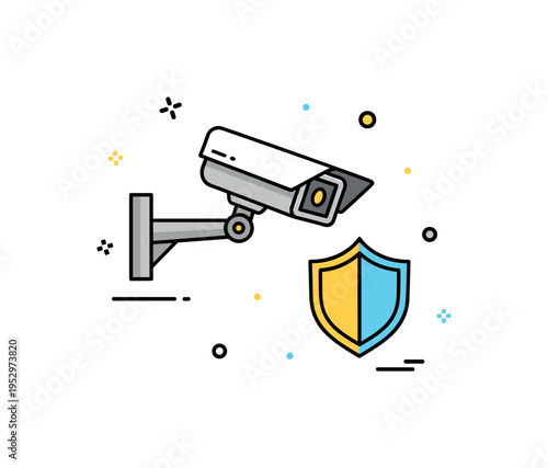 Public safety surveillance concept featuring a street camera paired with a subtle shield symbol, symbolizing protection, prevention, and civic responsibility.