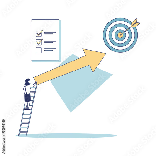 Climbing the ladder of success towards achieving goals and checklists