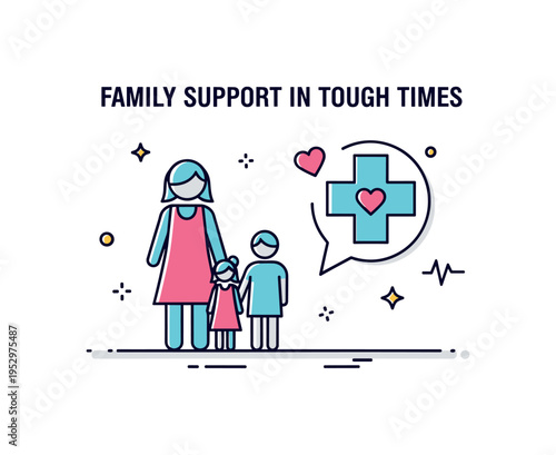 Family support in tough times financial hardship concept illustrated by a simple house icon shielded by two protective hands forming a soft outline around it.