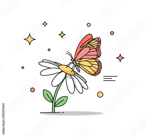 Butterfly on a flower delicate butterfly with patterned wings resting on a blooming daisy, expressing lightness, renewal and the quiet beauty of a sunny garden